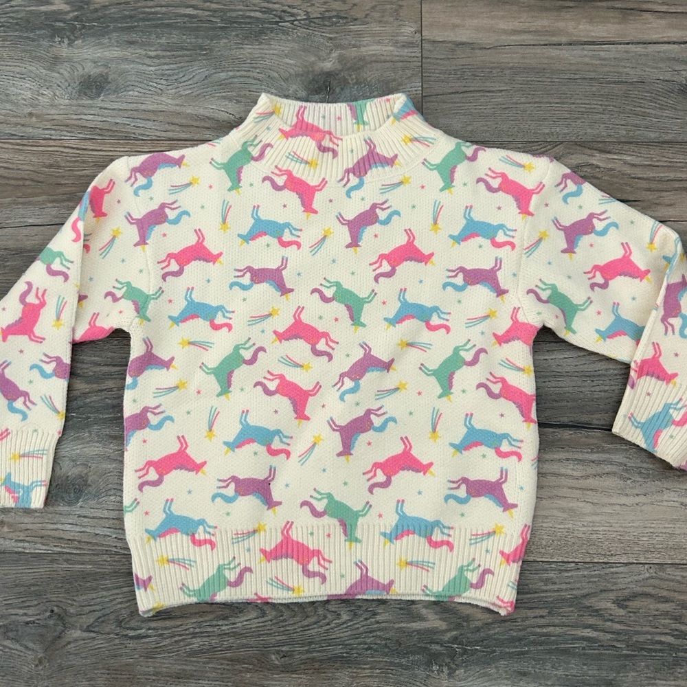 Welaken kids pink purple mock turtleneck unicorn sweater girls size 7 8
